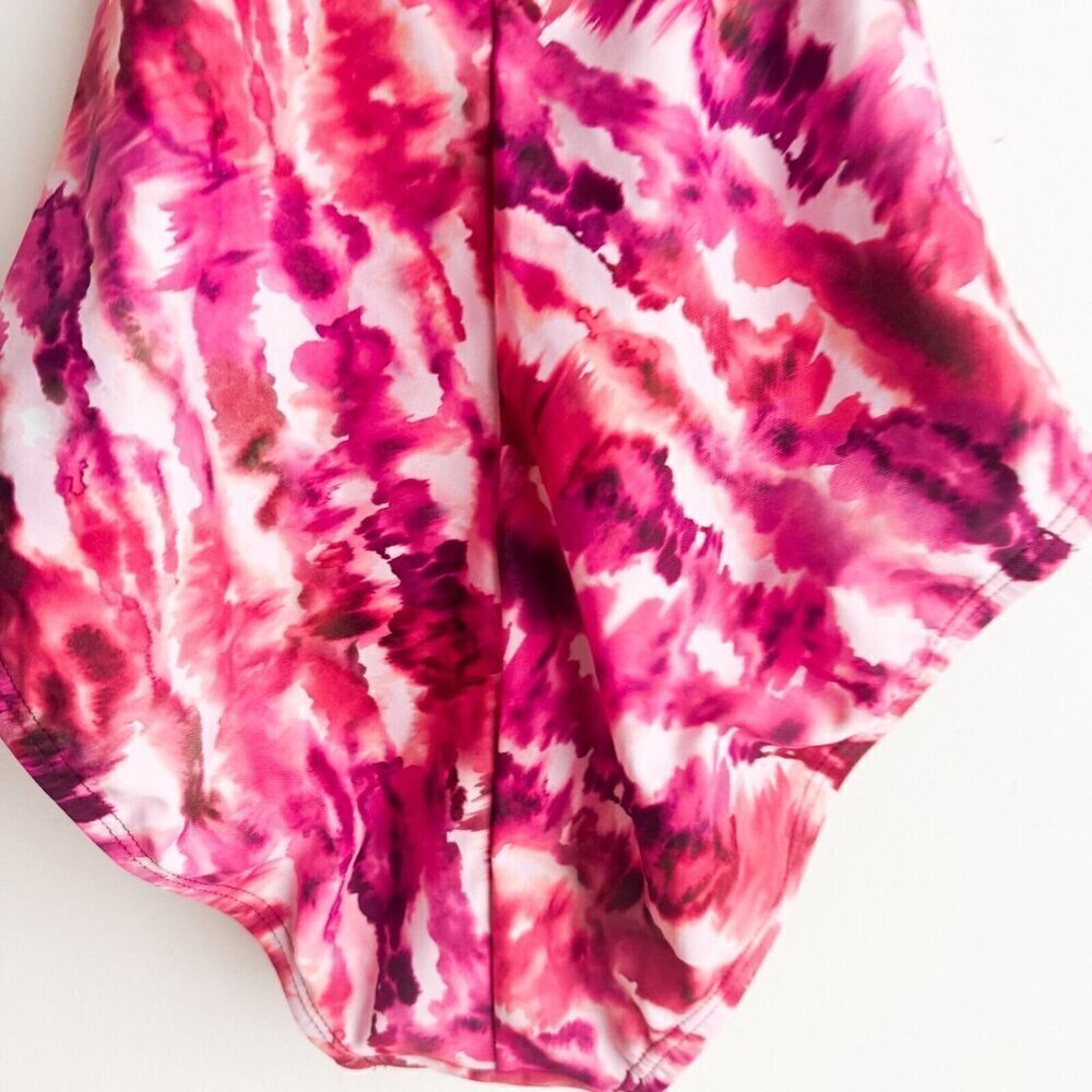 Speedo Pink White Tie Dye One Piece Swimsuit New 6 - Picture 6 of 8
